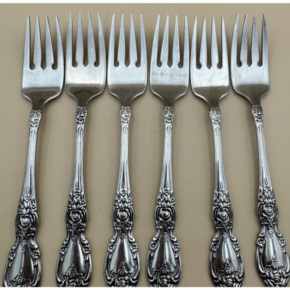6 Oneida OCO WORDSWORTH Salad Forks USA Glossy Stainless Steel Flatware - Picture 8 of 8